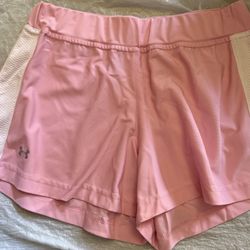 Under armour Light Pink Shorts With White Stripe 