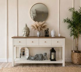 Modern White 4 Drawer Farmhouse Entryway/ Console Table