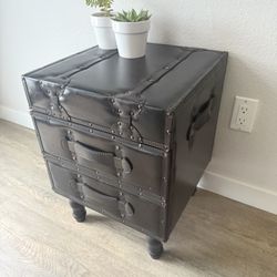 ENTERPRISING side table - nightstand - two drawers - faux leather - delivery available