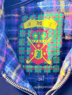 J.M.T Exclusively Designed Black Zip-Up Jacket with Plaid Collar size M