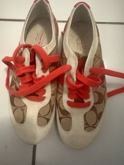 Coach Signature Canvas Sneakers with Red Laces