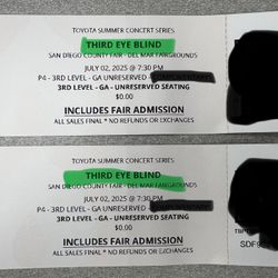 TONIGHT (Wed 7/2) Third Eye Blind + Fair Admission (2 paper tix)