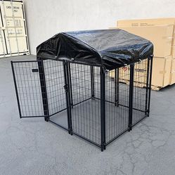 (New in box) $135 Heavy Duty Kennel with Cover Dog Cage Crate Pet Playpen (4’L x 4’W x 4.5’H) 