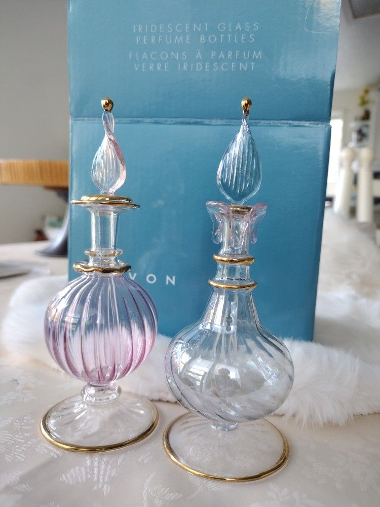 New In Box Avon Iridescent Glass Perfume Bottles
