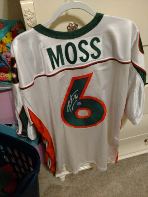 Autographed SANTANA MOSS Miami Hurricanes Jersey