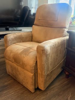 Tan Microsuede Power Lift Recliner Chair