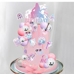 Taylor Swift Disco Ball Cake Toppers, Music Cake Toppers Pink Girl Birthday Cake