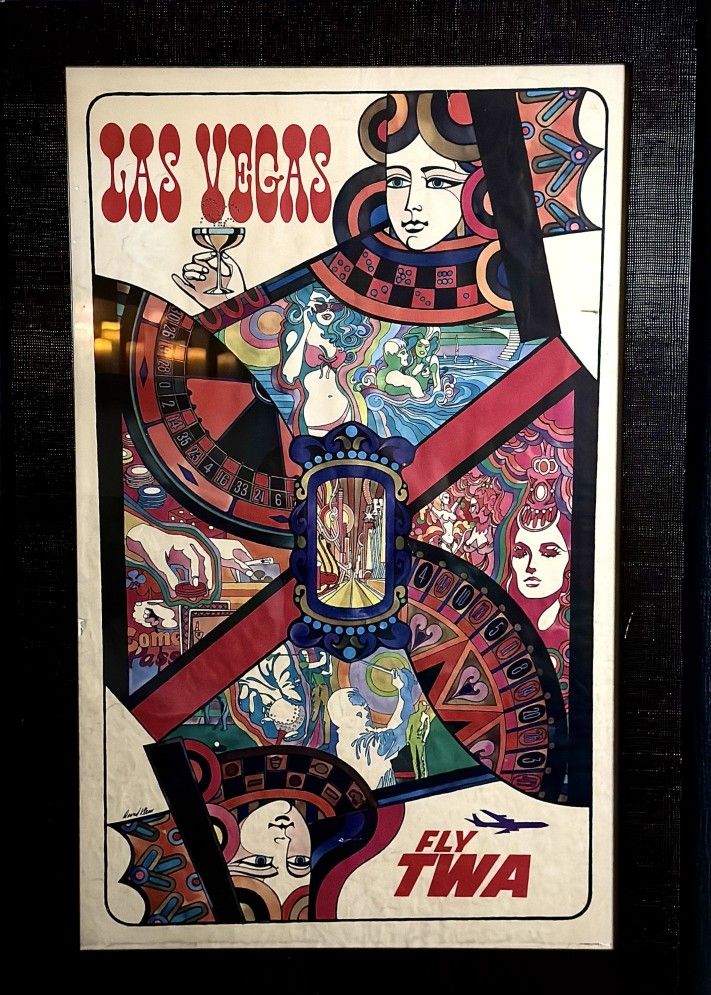 TWA Airline Orginal Piece By David Klein Circa 1960's Las Vegas