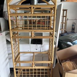 Three tier rattan shelf