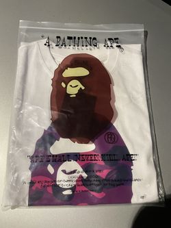 White Bape “Purple And Pink Ape” Shirt Size Large