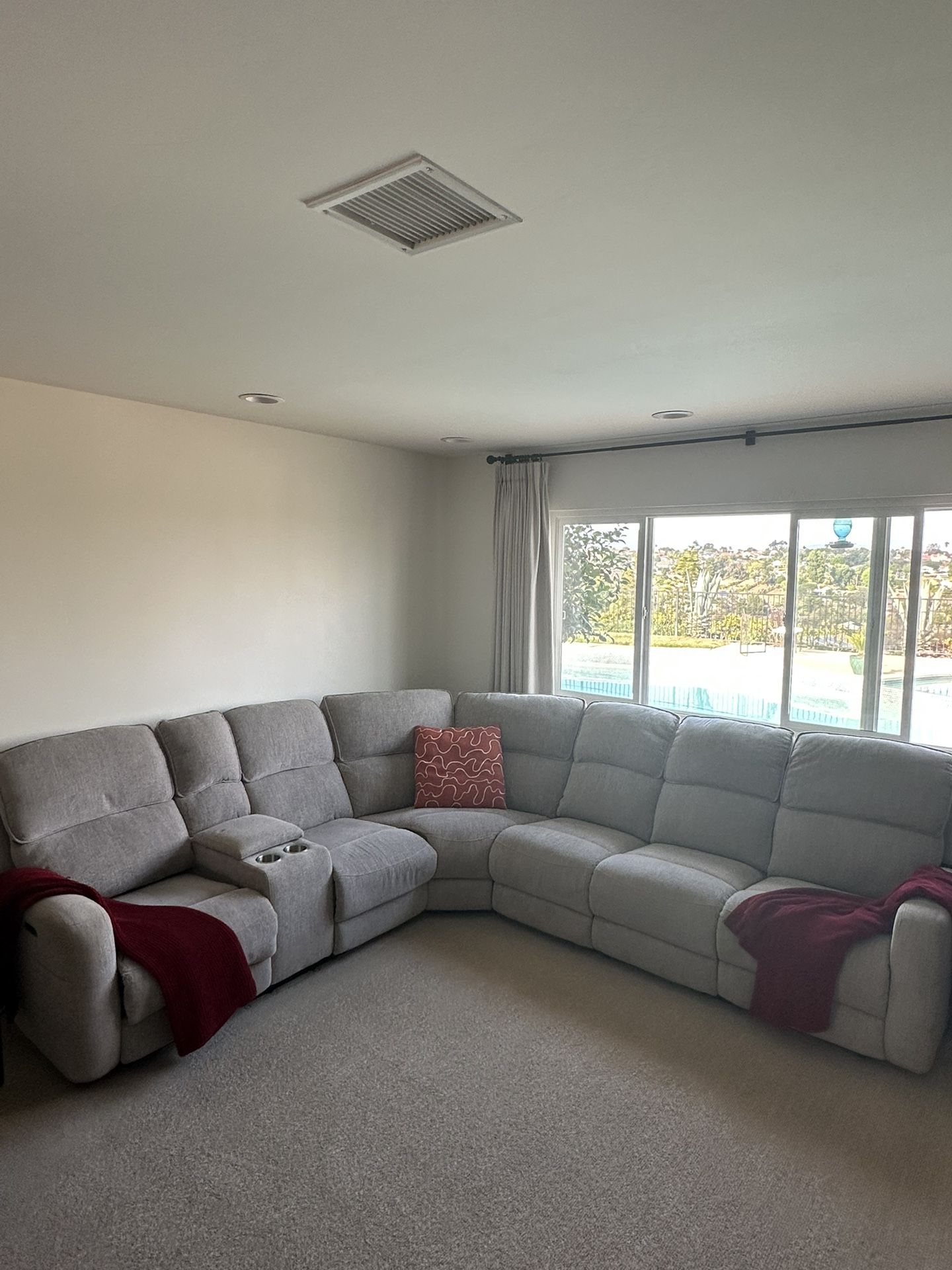 Grey Triple Recliner Couch