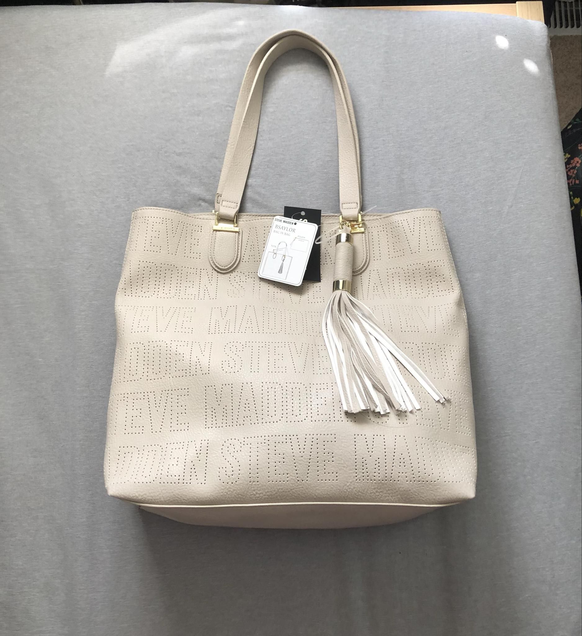 Steve Madden Large 2-in-1 Set Tote Bag With Small Pouch (New With Tags)