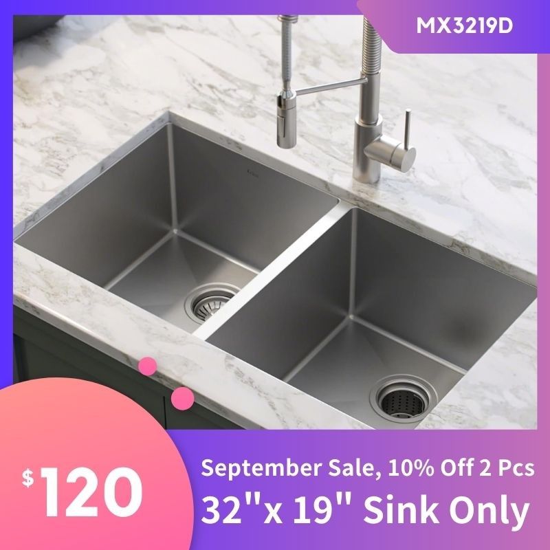 MX3219D Standard PRO 32inch 16 Gauge Undermount 50/50 Double Bowl