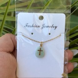 Mint Cross Necklace 