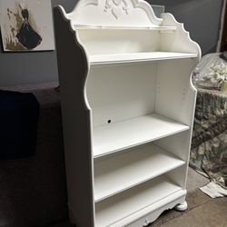 Chalk white wood Shelving unit 64”tall 36”w