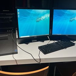 Dual Monitor Desktop Computer Setup 