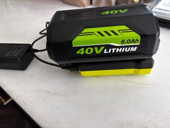 New RYOBI 40 V Lithium 6.0Ah battery and charger