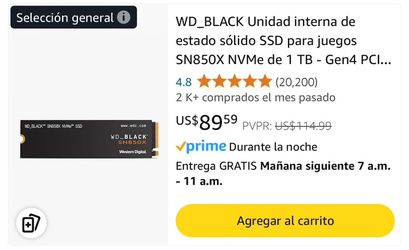 WD_BLACK Unidad interna de estado sólido SSD para juegos SN850X NVMe de 1 TB - Gen4 PCIe, M.2 2280, hasta 7,300 MB/s - WDS100T2X0E