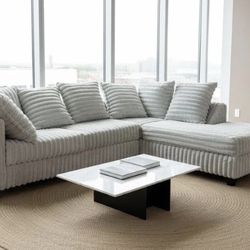 Silver Corduroy Sectional Sale Ends 12/31/2025