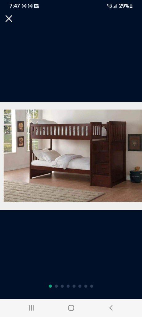 Beautiful Cherry Wood Bunk Beds With Drawers 