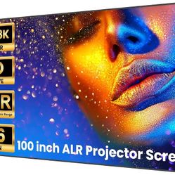 BIGASUO ALR Projector Screen 100 inch, 1.6 Gain Ambient Light Rejecting Projection Screen, 16:9 Anti-Crease Indoor Projector Screen, 4K HD Fixed Frame