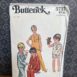 Vintage Pajamas Top Bottoms Shorts Butterick Sewing Pattern 5737 Childs 10