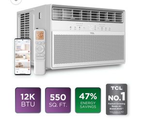 **BRAND NEW** TCL 12K BTU Smart Inverter  Window/Mount AC - 550 sq ft quiet cooling tech 3-in-1 cooling, fan & dehumidifier (White) - Matter Wi-Fi,