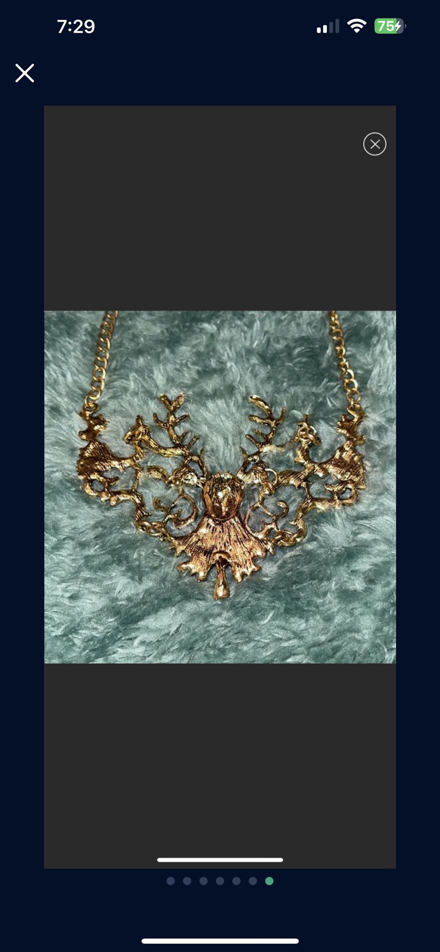 Gold Necklace Deer Buck Choker Brooch Jewelry