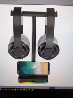 Headphone stand with RGB light and charging port