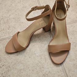 NATURALIZER Vera Dress Sandal 8 8M block heel CREME BRULEE excellent condition wedding party nude
