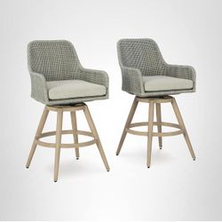 Indoor/Outdoor Bar Height Bar Stool with Cushion