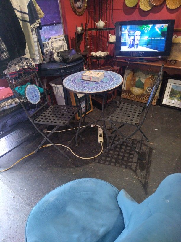 Wrought Iron Three Piece Table Set Patio