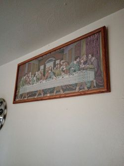 Rare Antique Horse Hair Art  The Last Supper