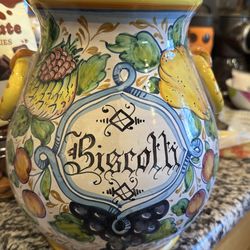 Terra-cotta biscotti jar