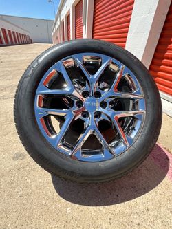 22s Chevy Gmc Snowflake V chrome Wheels Rims 6x139.7 Tires Oem 6lug