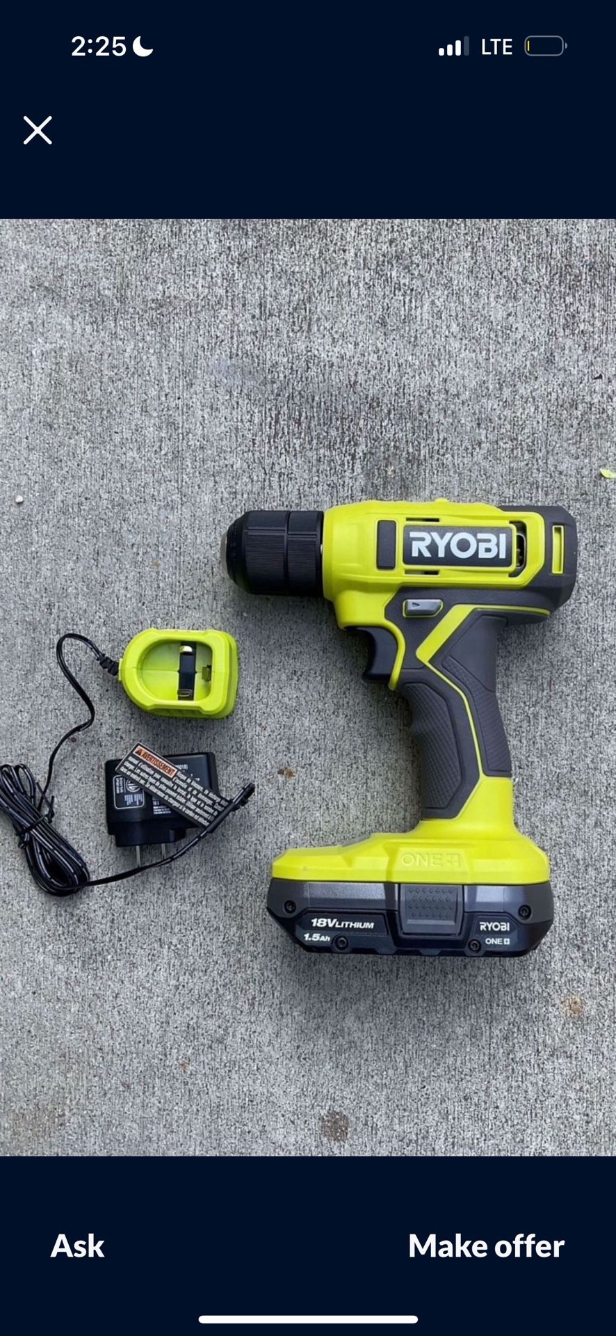 Ryobi Drill Box Charger And Battery New