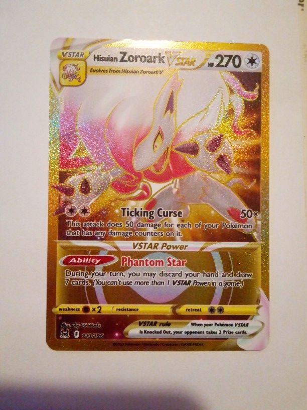 2022 Lost Origin Hisuian Zoroark V star Gold 213\196