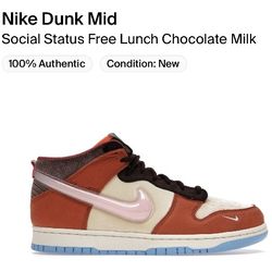 Nike Dunk Mid Social Status Free Lunch Chocolate Milk Size 9.5
