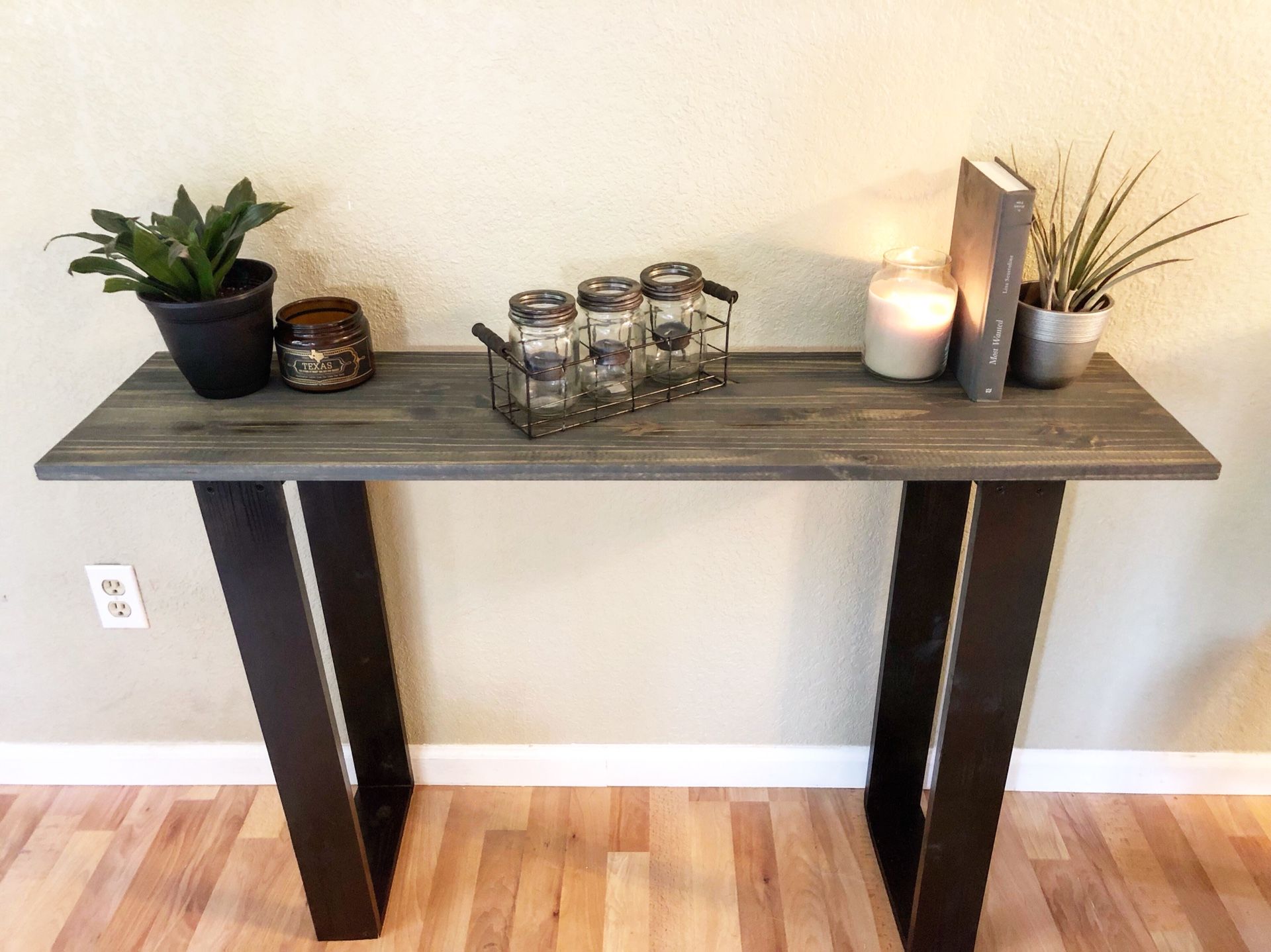 Rustic dark grey entry table