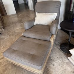 Restoration Hardware Deconstructed English Roll Arm Chair w/Ottoman