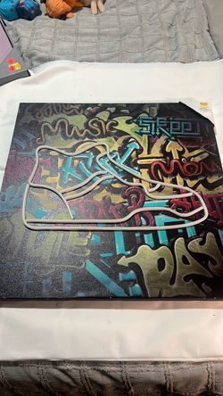 Graffiti Street Art Canvas with Sneaker Neon Outline