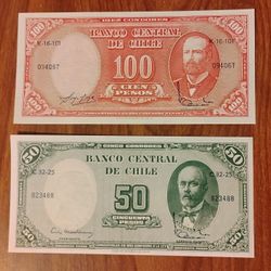 Chile Vintage Bills Banknotes Currency