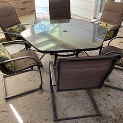 Patio Set With 7 Chairs And Cushions 