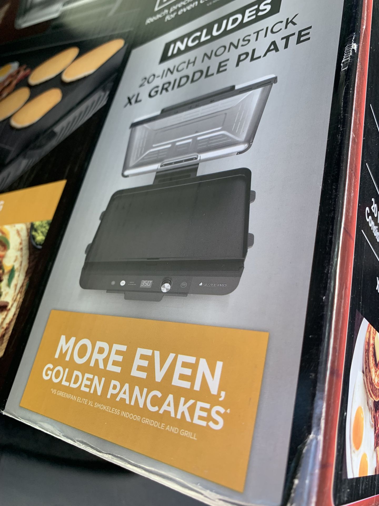 Ninja Sizzle Pro XL 20-Inch Indoor Griddle Grease Control, Ceramic Nonstick Plate, Even Edge Cooking, Extra Large