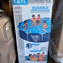 Brand New  Bestway Steel Pro 12 feet x 30 inches Round Above Ground 1,710 Gallon Pool Set with DuraPlus Liner, 530 Gallon Pool With Filter Pump.