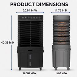 4000CFM Portable Evaporative Cooler, Swamp Cooler with 13.5 Gal Tank, Remote,4 ice packs,12H timer