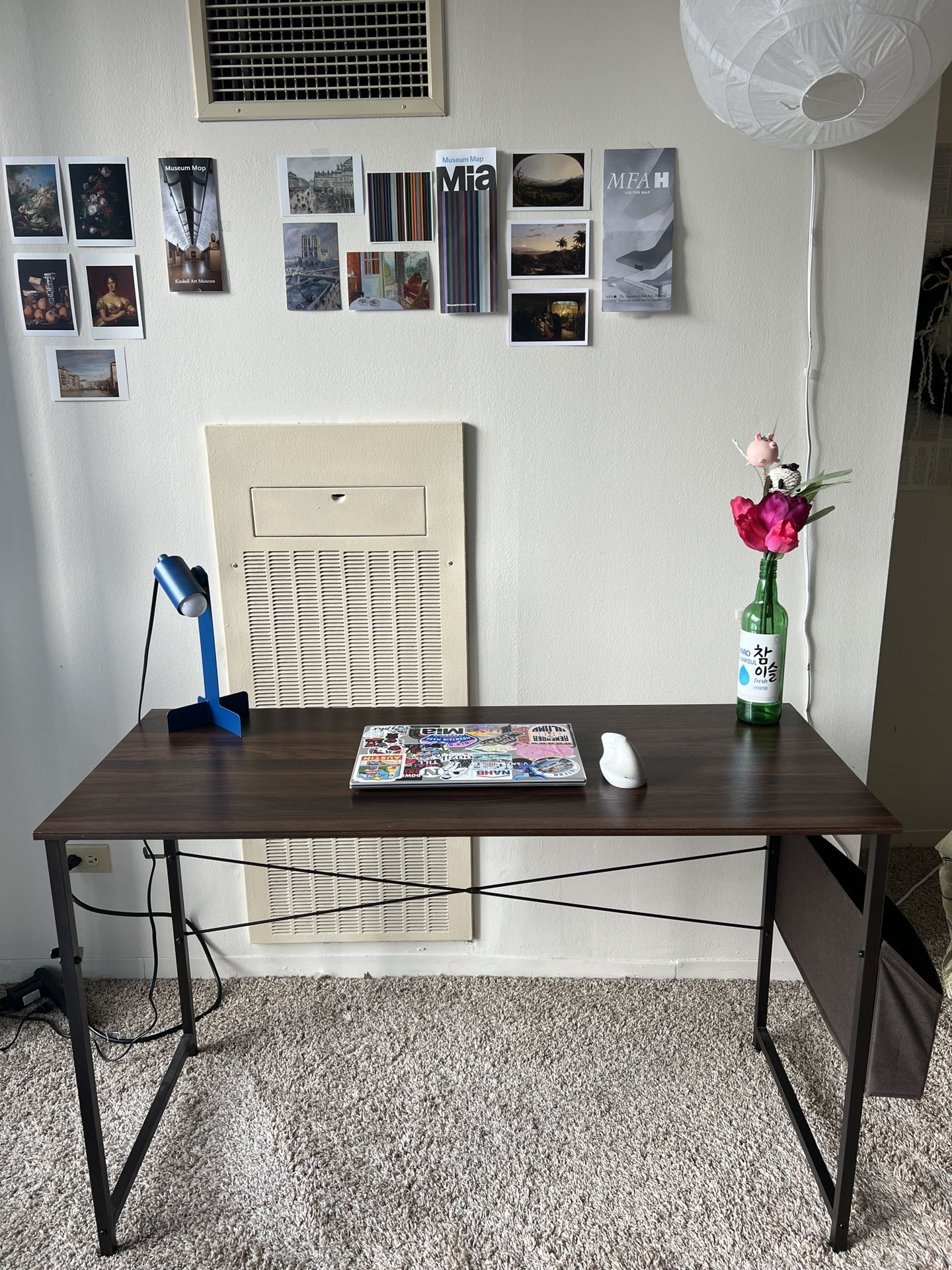 47β Minimalist Dark Wood Desk w/ Storage Pouch + Hook | $50