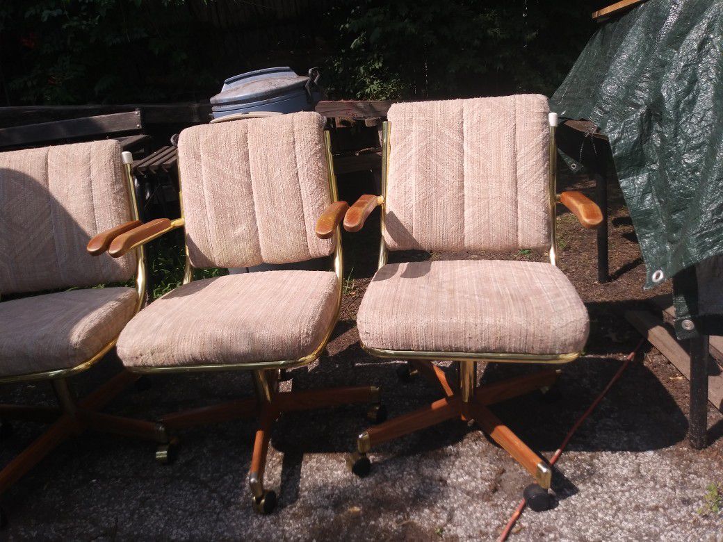 3 Great Shape Chairs With Floor Wheels 