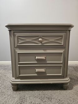 Gray 3 Drawer Nightstand