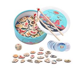 Magnetic Wooden Fishing Game Educational Toy for Toddlers 2 Players with 20 Pieces Wooden Magnets 20 Fish Knowledge Cards and 2 Sticks Toy Recommended